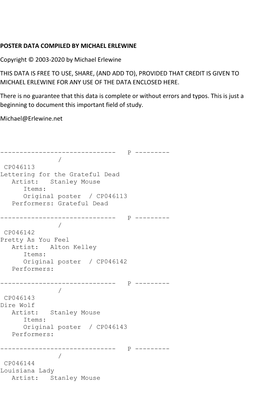 And Add To), Provided That Credit Is Given to Michael Erlewine for Any Use of the Data Enclosed Here
