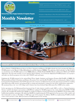 Monthly Newsletter Two Water Supply Projects Handed Over in Nangarhar Province