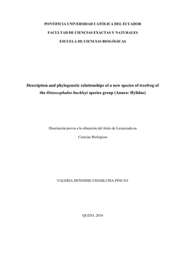 Description and Phylogenetic Relationships of a New Species of Treefrog of the Osteocephalus Buckleyi Species Group (Anura: Hylidae)