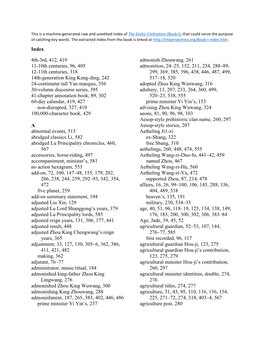 Raw and Unedited Index of the Sinitic Civilization (Book I), That Could Serve the Purpose of Catching Key Words