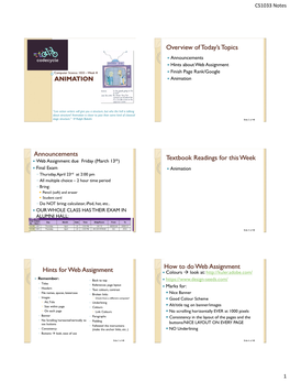 Overview of Today's Topics Announcements Textbook