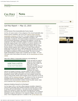 May 13, 2015 Cal Poly Report