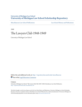 The Lawyers Club 1948-1949 University of Michigan Law School