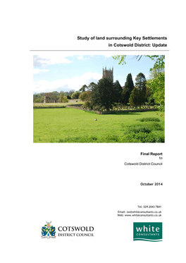 Study of Land Surrounding Key Settlements in Cotswold District: Update