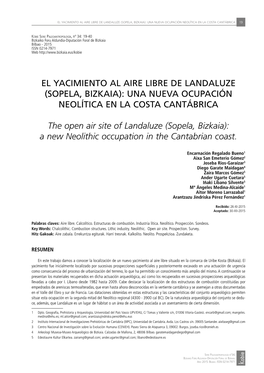 El Yacimiento Al Aire Libre De Landaluze (Sopela, Bizkaia): Una Nueva Ocupación Neolítica En La Costa Cantábrica 19