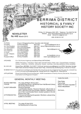 March 2013 Newsletter