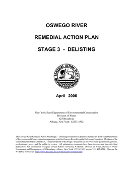 Oswego River Remedial Action Plan Stage 3