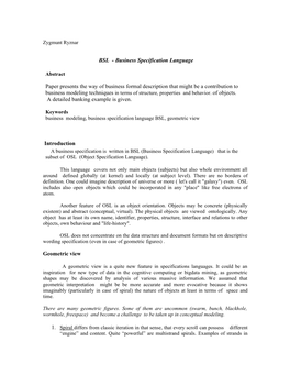 BSL - Business Specification Language