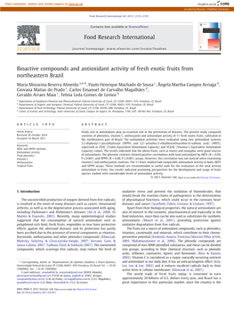 Bioactive Compounds and Antioxidant Activity of Fresh Exotic Fruits from Northeastern Brazil