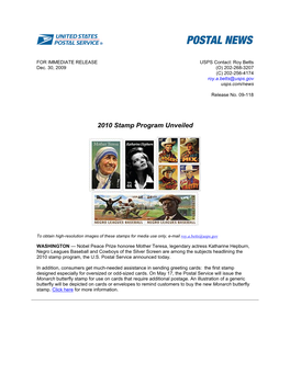 2010 Stamp Program Unveiled