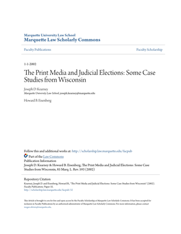 The Print Media and Judicial Elections: Some Case Studies from Wisconsin