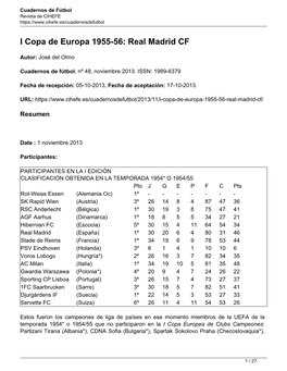 I Copa De Europa 1955-56: Real Madrid CF