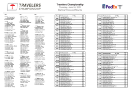 Travelers Championship Thursday, June 24, 2021 Starting Times and Rounds