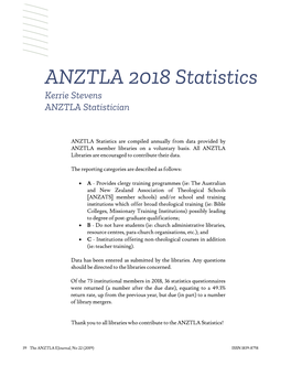 ANZTLA 2018 Statistics Kerrie Stevens ANZTLA Statistician