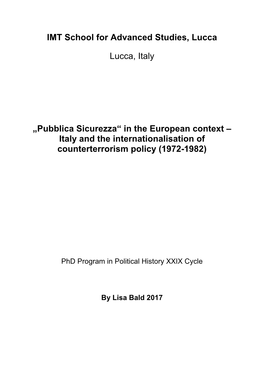 „Pubblica Sicurezza“ in the European Context – Italy and the Internationalisation of Counterterrorism Policy (1972-1982)