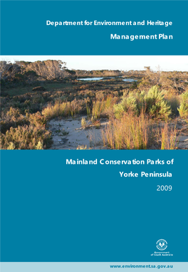 Mainland Conservation Parks of Yorke Peninsula Management Plan 2009 I