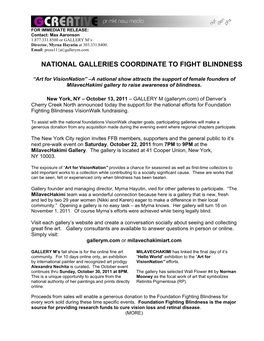 National Galleries Coordinate to Fight Blindness