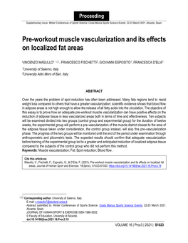 Pre-Workout Muscle Vascularization and Its Effects on Localized Fat Areas