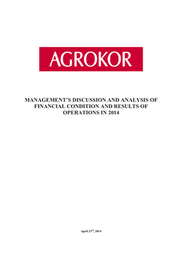 Management's Discussion and Analysis Of