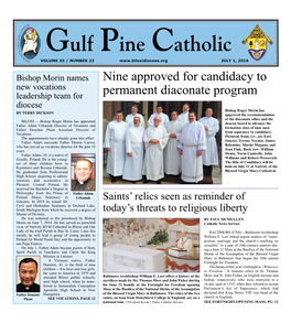 Gulf Pine Catholic VOLUME 33 / NUMBER 22 JULY 1, 2016