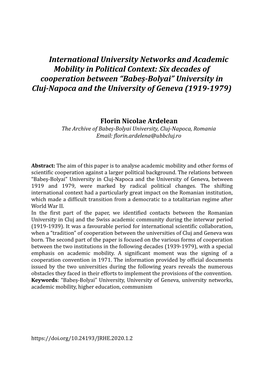 International University Networks and Academic Mobility in Political Context