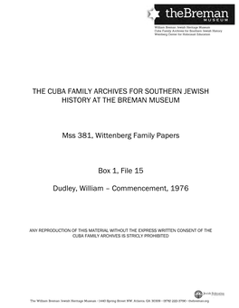 The Cuba Family Archives for Southern Jewish History at the Breman Museum