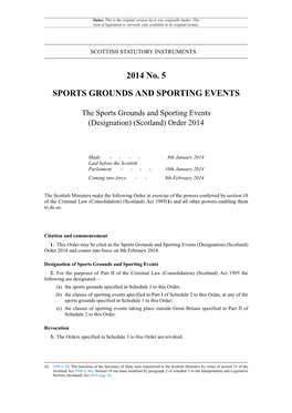 The Sports Grounds and Sporting Events (Designation) (Scotland) Order 2014