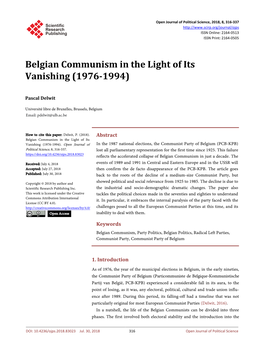 Belgian Communism in the Light of Its Vanishing (1976-1994)