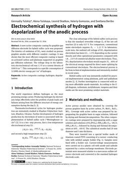 Electrochemical Synthesis of Hydrogen with Depolarization of the Anodic Process