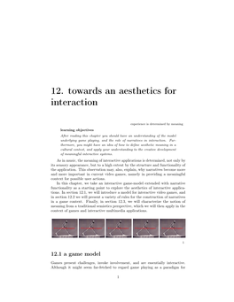 12. Towards an Aesthetics for Interaction