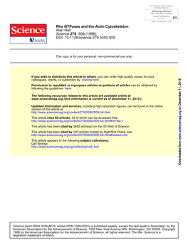 DOI: 10.1126/Science.279.5350.509 , 509 (1998); 279 Science Alan Hall