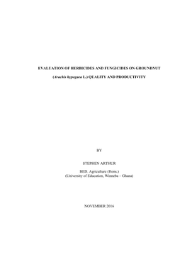Evaluation of Herbicides and Fungicides on Groundnut