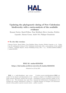 Updating the Phylogenetic Dating of New Caledonian