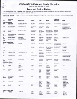 Winbeckler's Cake and Candy Chronicle Issue and Article Listing