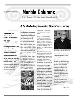 Spring 2021 Volume 44 Issue 1 Marble Columns Newsletter of the Friends of the James Blackstone Memorial Library