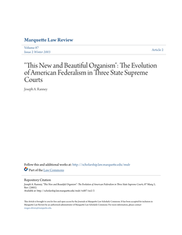 The Evolution of American Federalism in Three State Supreme Courts, 87 Marq