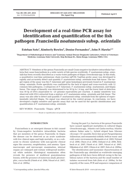 Development of a Real-Time PCR Assay for Identification and Quantification of the Fish Pathogen Francisella Noatunensis Subsp