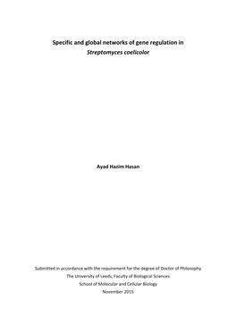 Specific and Global Networks of Gene Regulation in Streptomyces Coelicolor