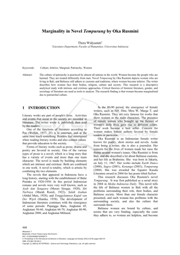 Marginality in Novel Tempurung by Oka Rusmini