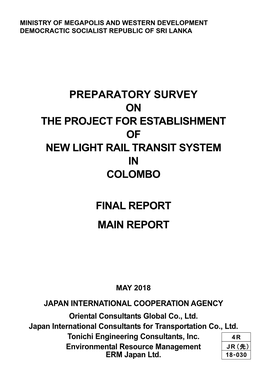 Preparatory Survey on the Project for Establishment of New Light Rail Transit System in Colombo