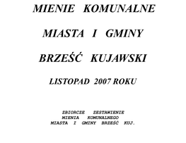 Wykaz Gruntów I Obiektów Komunalnych Miasta I Gminy Brześć Kujawski