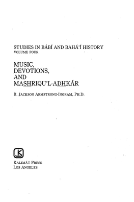 Music, .Devotions, and Mashriqu'l-Adhkar