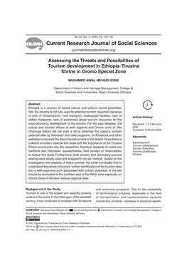 Current Research Journal of Social Sciences Journalofsocialsciences.Org