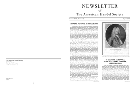 NEWSLETTER of the American Handel Society