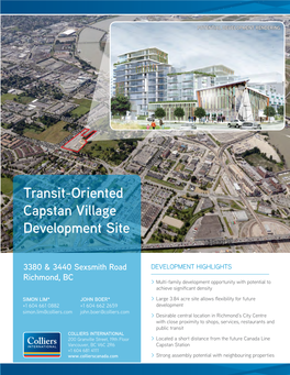 Transit-Oriented Capstan Village Development Site 3380