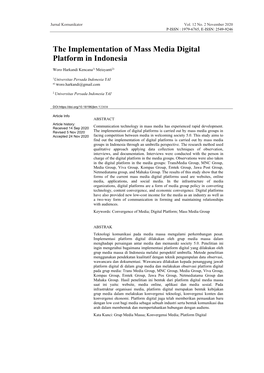The Implementation of Mass Media Digital Platform in Indonesia