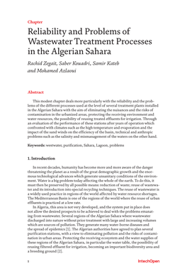 Reliability and Problems of Wastewater Treatment Processes in the Algerian Sahara Rachid Zegait, Saber Kouadri, Samir Kateb and Mohamed Azlaoui