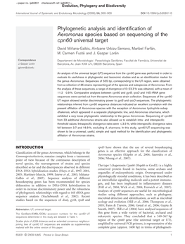 Phylogenetic Analysis and Identification of Aeromonas Species Based on Sequencing of the Cpn60 Universal Target