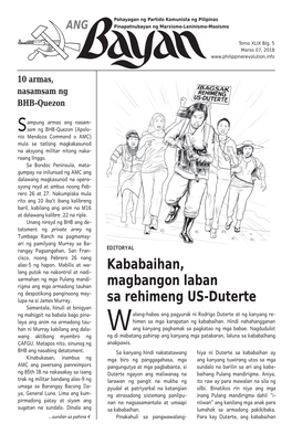 Ang Bayan Ay Inilalabas Sa 10 Armas, Nasamsam Ng BHB 1 Wikang Pilipino, Bisaya, Iloko, Takaran Ng Rehimeng Duterte Na Hiligaynon, Waray at Ingles