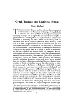 Greek Tragedy and Sacrificial Ritual Burkert, Walter Greek, Roman and Byzantine Studies; Summer 1966; 7, 2; Proquest Pg